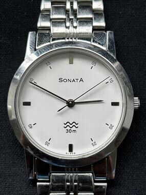 Sonata Silver Tone Case And Band White Dial Women’s Quartz Watch